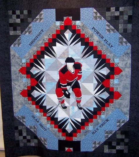 Hockey Quilt, Hockey Room, Sports Quilts, College T Shirts, Shirt Quilt, Special People, Ice Hockey, Be Inspired, Quilt Inspiration