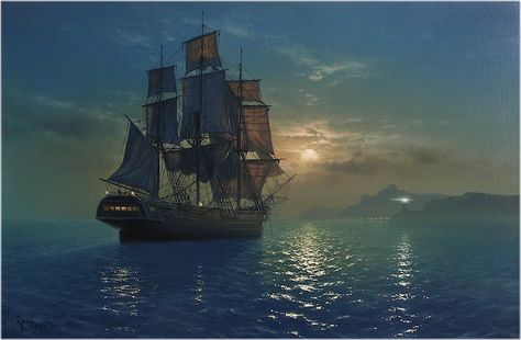 https://mymodernmet.com/marek-ruzyk-seascape-paintings/ Art Mini Toile, Marine Painter, Navi A Vela, Old Sailing Ships, Maritime Art, Pirate Art, Marine Painting, Canvas Art Projects, Marine Art