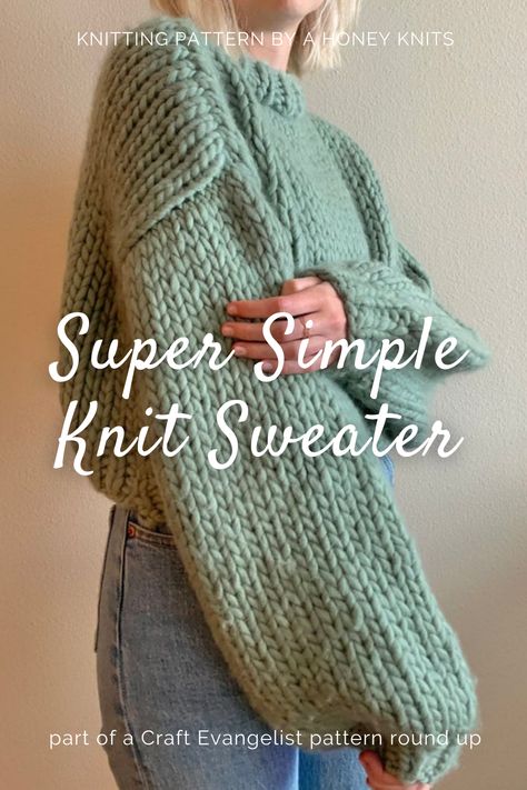 Knitting Simple Sweater, Knitting Chunky Sweater, Super Chunky Knit Sweater Patterns Free, Super Bulky Knit Sweater Pattern, Chunky Knit Jumper Pattern Free, Chunky Sweater Knit, Chunky Jumper Knitting Pattern Free, Chunky Yarn Sweater Pattern Free, Chunky Jumper Knitting Pattern