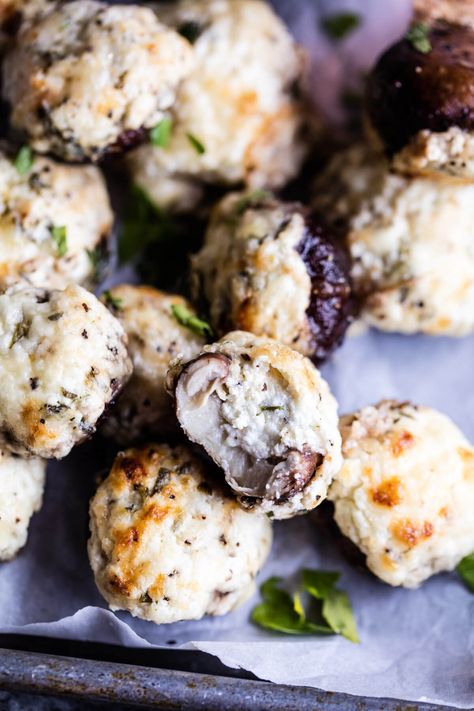 Herbed Goat Cheese Stuffed Mushrooms Goat Cheese Stuffed Mushrooms, Herbed Goat Cheese, Winter Appetizers, Half Baked Harvest Recipes, Cheese Stuffed Mushrooms, Diy Easy Recipes, Harvest Recipes, Easy Party Food, Half Baked