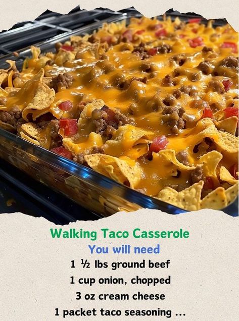 Cooking Family Recipes | Walking Taco Casserole | Facebook Taco Wheel, Walking Taco Casserole, 2024 Meals, Fritos Corn Chips, Walking Taco, Cheeseburger Pasta, Walking Tacos, Asiago Cheese, Pasta Pot