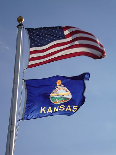 American and Kansas State Flags (Ashland, Kansas) Kansas Aesthetic, Kansas Day, Kansas Flag, Manhattan Kansas, Kansas Usa, State Of Kansas, States And Capitals, Countries And Flags, Water Playground