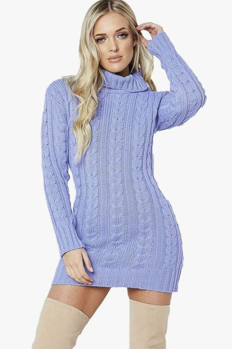 New Womens High Polo Neck Chunky Cable Knitted Jumper Mini Tunic Dress #amazonfashion#knitwear#fashion#casual#casualwear#womensclothes Mini Tunic Dress, Mini Dress Long Sleeve, Cable Knit Jumper, Knitwear Fashion, Polo Neck, Knit Mini Dress, Dress Top, Knitted Jumper, Long Sleeve Tunic