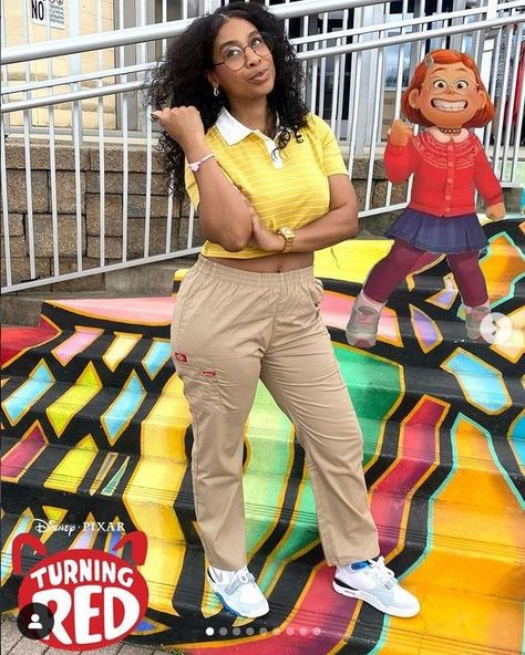 Turning Red Costume Ideas, Penny Proud Cosplay, Red Costume Ideas, Turning Red Cosplay, Turning Red Costume, Priya Turning Red, Turning Red Disneybound, Elastigirl Disneybound, Disney Bounding Goofy Movie