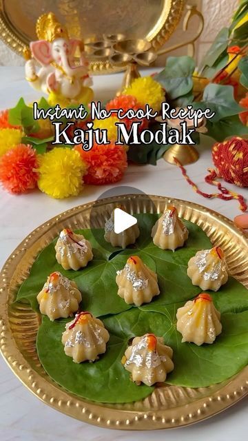 Foodklick on Instagram: "✨ No cook Kaju Modak ✨

This Ganeshotsav Special Cashew/Kaju Modak recipe is quick and easy to make and creates modaks with perfect texture that just melt in your mouth.

Ingredients:
✨1 cup Cashews/Kaju
✨1/2 cup Powdered Sugar
✨Dash of Milk
✨Pistachios/Pista
✨Saffron threads

.
.
.
#instant #nocook #kaju #modak #sweets #cashew #ganeshfestival #ganeshchaturthi #ganpati #sweet #food #reels #reelsvideo #foodreels #recipe #foodporn #easyrecipes #indianfood #foodblogger #foodvideo #mithai #dessert #foodstyling #festive #reelsvideo #indiansweeet #reelsindia #trendingreels" Modak Recipe, Food Reels, Saffron Threads, No Cook, Sweet Food, Ganesh Chaturthi, Melt In Your Mouth, Sweets Recipes, Powdered Sugar