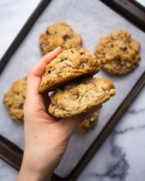 The BIGGEST (and best) Oatmeal Raisin Cookies | Justine Snacks Justine Snacks, Best Oatmeal Raisin Cookies, Cookies Chewy, Cookie Recipes Oatmeal Raisin, Oatmeal Raisin Cookies Chewy, Matcha Cookies, Oatmeal Cookie Recipes, Best Oatmeal, Oatmeal Raisin Cookies