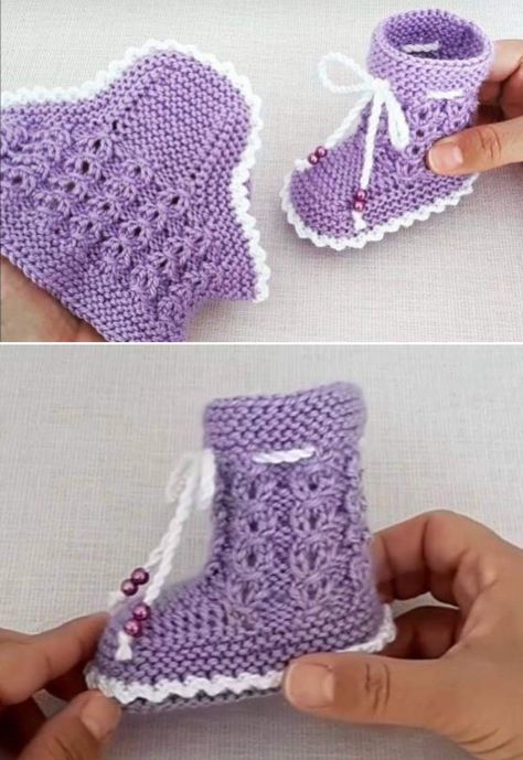 Baby Booties Knitting Pattern, Crochet Baby Shoes Pattern, Baby Shoes Pattern, Knitting Baby, Knit Baby Booties, Haken Baby, Sock Knitting Patterns, Crochet Booties, Crochet Baby Shoes