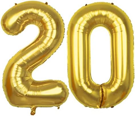 Diy Photo Book, 20 Year Anniversary, Anniversary Event, 20th Birthday, Number Balloons, Gold Balloons, Gold Birthday, Photo Book, Balloons