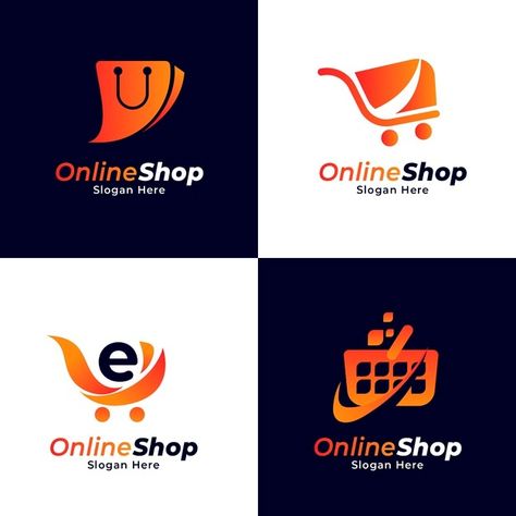 Gradient e-commerce logo collection | Free Vector #Freepik #freevector #logo #business #gradient #corporate Logo Bag Design Ideas, E Commerce Logo, Shopping Cart Logo, Supermarket Logo, Shopping Online Logo, Planet Logo, Sale Logo, Vector Gradient, Name Card Design