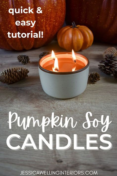 These DIY pumpkin spice soy candles smell just like freshly backed pumpkin bread! Pumpkin Candles Diy, Fall Crafts For Women, Christmas Candle Diy, Candle Design Ideas, Creative Candle Design Ideas, Pumpkin Spice Essential Oil, Diy Pumpkin Spice Candle, Candles Recipe Fall Crafts For Women, Candle Design Ideas, Candles Recipe, Pumpkin Spice Essential Oil, Sweet Cinnamon Pumpkin Candle, Crafts For Women, Diy Pumpkin Candle, Homemade Candle Recipes, Essential Oil Diy