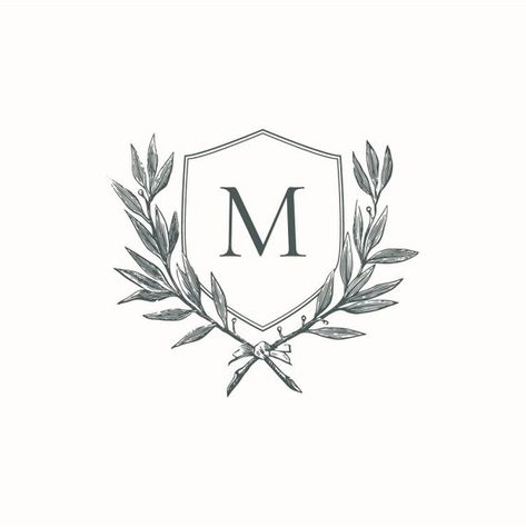 Monogram Wedding Crest, Initial Wreath, Instant Digital Download, Single Letter M, DIY Wedding Invit Logo Family, Diy Wedding Programs, Initial Wreath, Crest Monogram, Wedding Crest, Monogram Wreath, Single Letter, Wedding Logos, Letter M