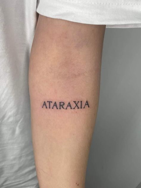 "a state of serene calmness" Ataraxia Acotar, Ataraxia Tattoo Acotar, Acosf Tatoos, Tattoo Manifestation, Ataraxia Tattoo, Acotar Inspired Tattoos, Xena Tattoo, Sarah J Maas Tattoo, Year Tattoos