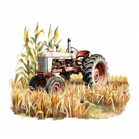 Premium Photo | A vector illustration of a farmer on a tractor in a field Tractor Painting, Tractor Illustration, Cake Paintings, Texas Illustration, Tractor Clipart, Journaling 101, Tractor Art, Tractor Photos, Old Tractor