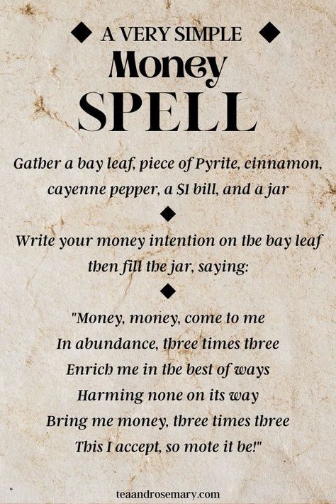 2 Easy Money Spells That WORK + Money Spell Troubleshooting Money Spray Spell, Money Spell Incantation, House Buying Spell, Money Attraction Spell Jar, Money Bowl Spell Chant, Bring Money To Me Spell, Money Spell Herbs, Money Blockage Spell, Money Money Come To Me Spell