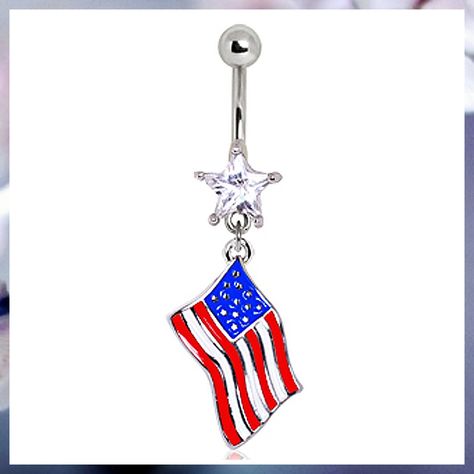 USA Flag Navel Ring 316L Surgical Steel Crystal Gauges, Cute Belly Rings, Belly Button Piercing Jewelry, Belly Button Jewelry, Navel Jewelry, Cute Piercings, Peridot Jewelry, Belly Jewelry, Navel Ring