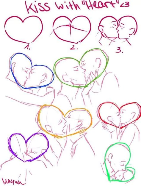 How To Draw Couples Poses, Pose Reference Drawing Kissing, Drawing Kiss Reference, Cute Couple Reference Drawing Poses Kiss, Drawing Poses Kissing, Couple Drawing Tutorial, How To Draw Someone Kiss, Kissing Ref Pose, Drawing Base Couple Kiss