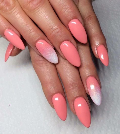 Add a little of your personality to your manicure. Any nail can be your desired accent nail, though most chose to do their ring finger.    #nailart #accentnails Coral Ombre Nails, Coral Nails With Design, Nail Lab, Opal Nails, Coral Nails, Indigo Nails, Ombre Nail Designs, Summer Nails Colors, Accent Nails