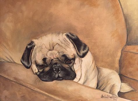 Pet Portraits , acrylic on canvas, pug by Lee Ann Billups Blevins , pet painting Portraits Acrylic, Pug Painting, Pug Art Print, Pug Art, Lee Ann, Mini Canvas Art, Mini Canvas, Animal Paintings, Dog Art