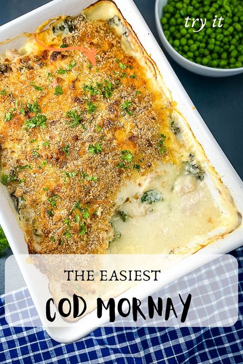 Cheese Bechamel Sauce, Cod Baked, Fish Recipes Baked, Fish Pie, Cod Recipes, Winter Dinner Recipes, One Pot Dinner, Fall Dinner Recipes, Fish Recipe