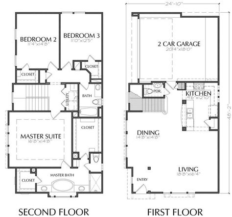 3 Bedroom Floor Plan 2 Story, 2 Bed 2 Bath 2 Story House Plans, 2 Story Floor Plans With Master Upstairs, Second Floor Floor Plan, Dream House Floor Plans 2 Story, 2 Story Mansion Layout, Small 3 Bedroom House Plans 2 Story, Medium House Design, Bloxburg Home Layout 2 Story