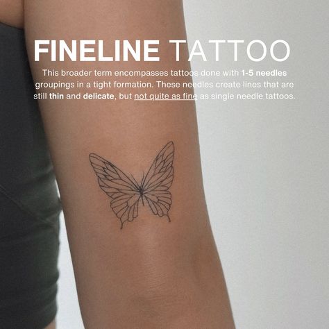 Wondering the difference between Fineline Tattoos and Single Needle Tattoos? It’s all about the needle! �✨SINGLE NEEDLES This technique uses only one needle to deposit ink into the skin, making it the most precise and thinnest “line” tattoo possible. Ideal for creating very fine lines and intricate details, it requires a specialist due to the high level of skill needed. Not all tattoo shops offer single-needle tattoos! Great for: script tattoos, tiny tattoos, realistic tattoos with delicate... Single Needle Tattoo, Single Line Tattoo, Tattoo Script, White Tattoo, All Tattoos, Black Ink Tattoos, Fine Line Tattoos, Tattoo Shop, Minimalist Tattoo