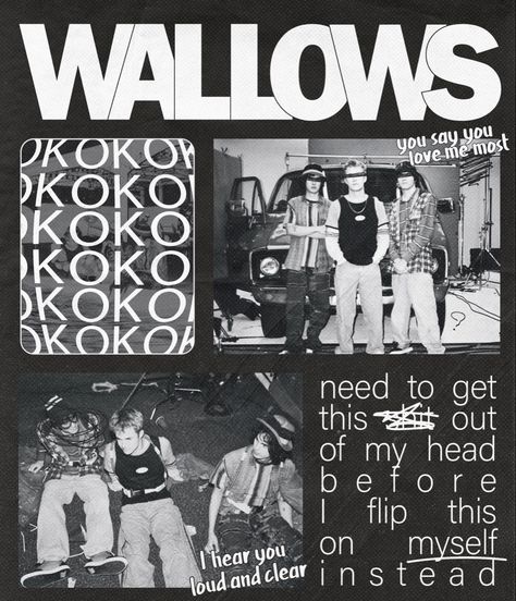 Black And White Posters For Room, Wallows Aesthetic Poster, Black And White Music Posters, Will Wood Poster, Wallows Lyrics, Wallows Poster, Music Poster Design, Dorm Posters, Artist Wall