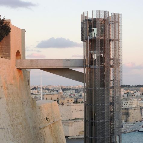 Barrakka Lift by Architecture Project in Valletta, Malta. Lift Architecture, Conservation Architecture, Parasitic Architecture, Site Analysis Architecture, Valletta Malta, Architecture Panel, Architecture Sketchbook, Lift Design, Mid Century Architecture