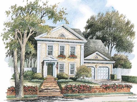 Greek+Revival+House+Plan+with+1770+Square+Feet+and+3+Bedrooms+from+Dream+Home+Source+|+House+Plan+Code+DHSW42636 Greek Revival House Plans, Classic House Plans, House Plans Colonial, Neoclassical House, Colonial Cottage, Greek Revival Home, Colonial House Plans, Blueprint Pictures, Abandoned Homes