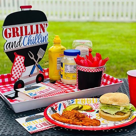 If you know our family, you know my husband loves to grill. Having friends over for a BBQ in our backyard is a regular thing at our house, so having the essentials for a great backyard BBQ is a must. The tableware has to be fun and the BBQ accessories must be on point. Grill And Chill Party Ideas, Chill And Grill Party, Grilling And Chilling Party, Bbq Set Up Ideas Backyard Parties, Grill And Chill Party Decor, Fathers Day Bbq Party Ideas, Grill Party Ideas, Bbq Birthday Party Ideas For Men, Bbq Party Theme