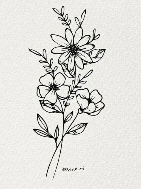 Western Flower Drawing, Spring Flowers Tattoo, Spring Flower Tattoo, Western Flower Tattoo, Line Drawing Easy, Wildflower Tattoo Ideas, Tattoo Designs Nature, Tattoo Designs Colorful, Tattoo Designs Skull