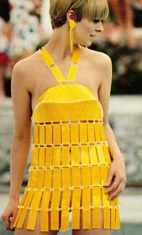 Starkly Geometrical Plastic Swimsuits by Paco Rabanne, 1966 ~ vintage everyday 1960s Paco Rabanne, 60s Paco Rabanne, Paco Rabanne Space Age, Paco Rabanne 70s, Vintage Paco Rabanne, Paco Rabanne 1960, Vintage Designer Aesthetic, Paco Rabanne 60s, 60s Mod Fashion