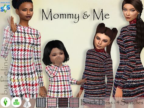 Sims 4 Mommy And Me Outfits, Boucle Dress, Mommy And Me Shirt, Mommy And Me Outfits, Sims Community, Sims 4 Cc, The Sims Resource, Sims Resource, Toddler Dress