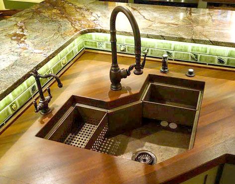 Best Sinks For Kitchen, Sinks For Kitchen, Best Kitchen Sinks, Sinks Kitchen, Modern Kitchen Sinks, Desain Pantry, Kitchen Sink Design, Corner Sink, Sink Design