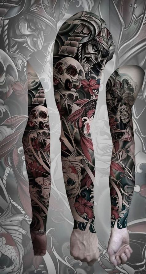 #CoolTattoos #TattooArt #InkMaster #TattooDesigns #InkedUp #TattooLovers #InkInspiration #TattooIdeas #CreativeInk #TattooStyle Japanese Sleeve Tattoos For Guys, Arm Tattoos Japanese, Japanese Forearm Tattoo, Japanese Hand Tattoos, Samurai Tattoo Sleeve, Koi Tattoo Sleeve, Oni Tattoo, Full Hand Tattoo, Left Arm Tattoos