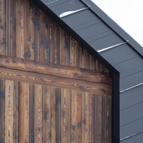 Charred Cladding Light Amber 20x140x4000 - TimberIreland.ie Charred Larch Cladding, Charred Timber Cladding, Charred Cladding, Garage Plans With Loft, Larch Cladding, Wooden Facade, Side Extension, Charred Wood, Wood Cladding