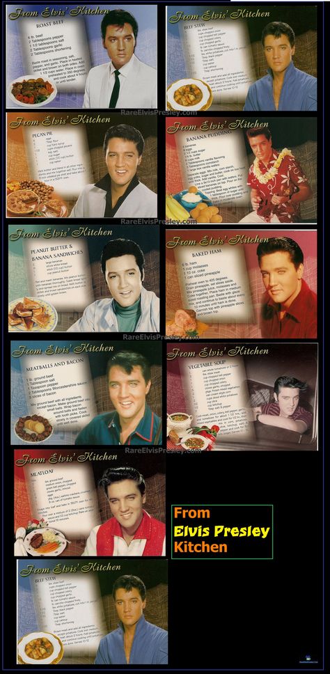 Elvis Food Recipes, Elvis Presley Meatloaf Recipe, Elvis Favorite Foods, Elvis Presley Recipes, Celebrity Recipes Famous, Elvis Desserts, Elvis Kitchen, Elvis Recipes, Elvis Cakes