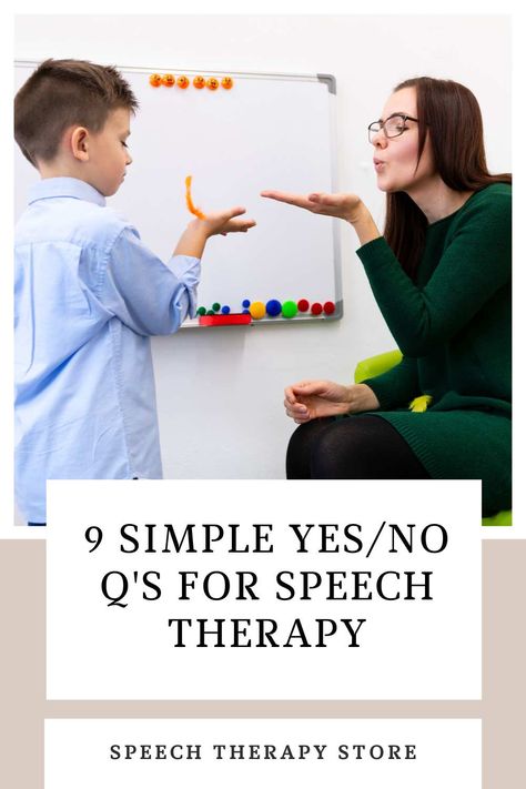 9 Simple Yes or No Questions Speech Therapy Goals + Freebies - Speech Therapy Store Yes No Questions Speech Therapy, Who Questions Speech Therapy, Speech Therapy Toddler, Speech Therapy Free, Kids Speech Therapy, Speech Therapy Posters, About Me Poster, Therapy Goals, Yes No Questions