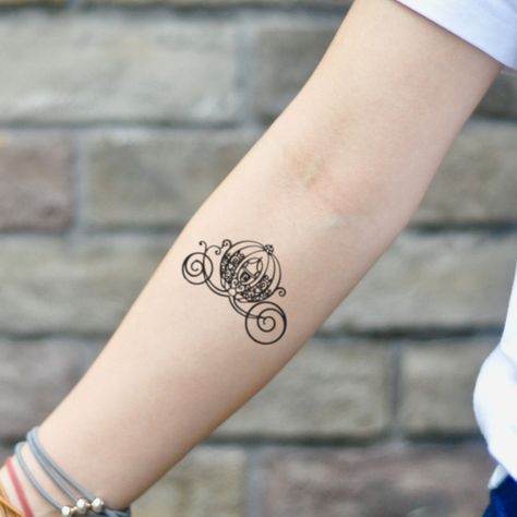 Disney Tattoos Cinderella, Cinderella Tattoo, Disney Inspired Tattoos, Disney Sleeve Tattoos, Disney Princess Tattoo, Literary Tattoos, Custom Temporary Tattoos, Best Tattoos For Women, Subtle Tattoos