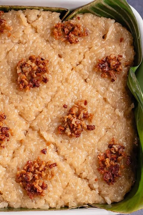 Easy Biko Recipe (Filipino Sticky Rice Cake) - Sweet Simple Vegan Brown Sticky Rice, Laos Sticky Rice, Biko Recipe Filipino Desserts, Filipino Finger Food, Vegan Filipino Recipes, Biko Filipino Recipe, Sweet Sticky Rice Recipe, Filipino Sticky Rice, Milk Jello