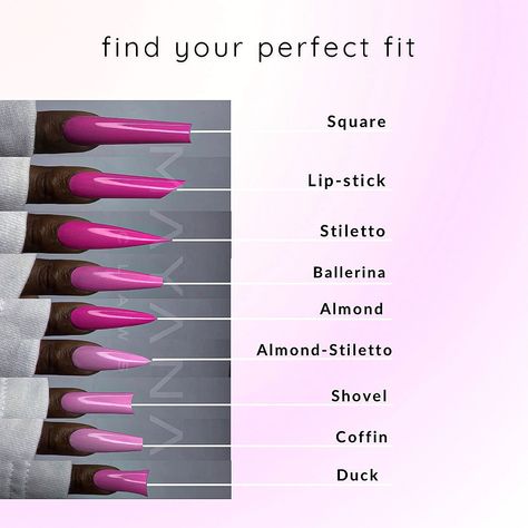 Welcome to Mayana Claws, where we bring your nail dreams to life! 😍 Whether you’re into the boldness of stiletto, the elegance of ballerina, or the edge of lipstick nails, I’ve got you covered with all the sleek shapes and lengths you need to make a statement. 💅 Swipe through this length and shape guide to find your perfect match. With every shape crafted to fit flawlessly, we’re all about giving you that custom feel. From subtle to extra, there’s a style here for everyone! 💁🏾‍♀️ Plus, che... Nail Shape Guide, Nail Shape Chart, Types Of Nails Shapes, Tech Books, Shape Chart, Nail Types, Nails Art Ideas, Lipstick Nails, Unique Acrylic Nails