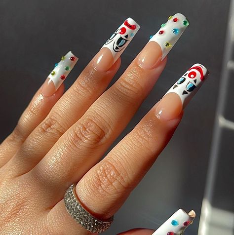 Angie ✨ on Instagram: “Some clown press ons 🤡🍒 Available to order on the 1st <3 #nails #nailsofinstagram #nailsoftheday #nailsnailsnails #nailstagram…” Clown Nails, Press Ons, Halloween Nails, Fake Nails, Nail Inspo, Nails, Halloween, On Instagram, Beauty