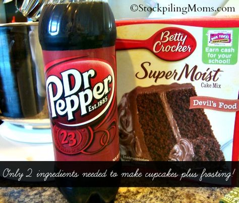 Dr Pepper Chocolate Cupcakes are amazing! Only 3 ingredients needed! Chocolate Dr Pepper Cake, 3 Ingredient Cupcakes, Dr Pepper Cupcakes, Dr Pepper Cake, Almond Frosting, Cake Brownies, Banana Cupcakes, Cherry Almond, Chocolate Cake Mixes