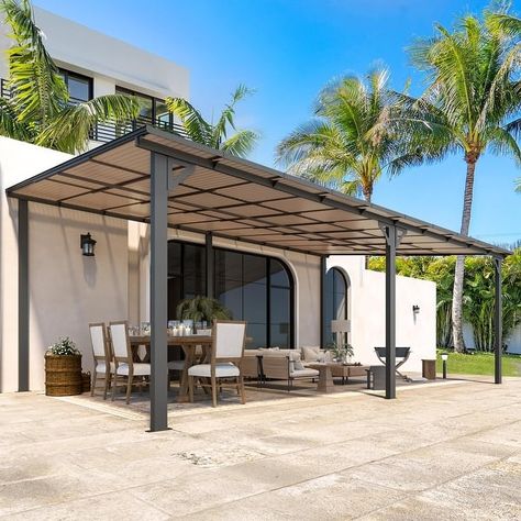 AECOJOY Wall Mounted Gazebos Pergola Gazebo Awnings for Backyard - On Sale - Bed Bath & Beyond - 38005205 Pergola Metal, Aluminum Patio Covers, Pergola Diy, Patio Pergola, Pergola Lighting, Aluminum Pergola, Pergola Canopy, Gazebo Pergola, Covered Pergola