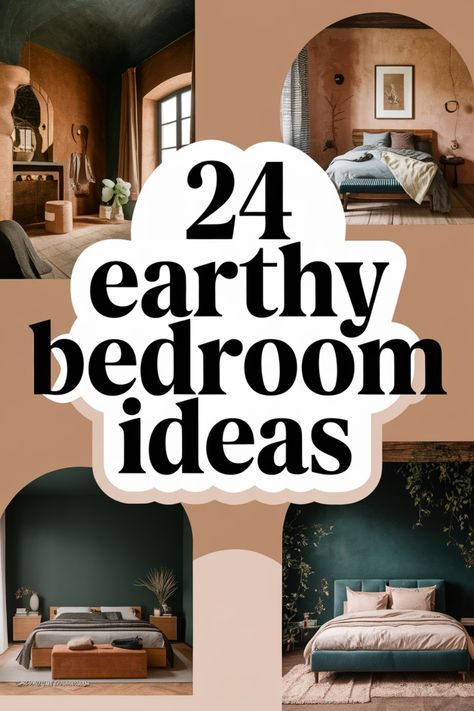 24 earthy bedroom ideas with natural tones and cozy decor. Bedroom Ideas Taupe Walls, Bedroom Ideas Warm Colors, Bedroom With Plants Ideas, 2025 Bedroom Color Trends, Natural Organic Bedroom, 2025 Bedroom Trends, Earthy Moody Bedroom, Bedroom Color Palette Ideas, Peaceful Bedroom Ideas