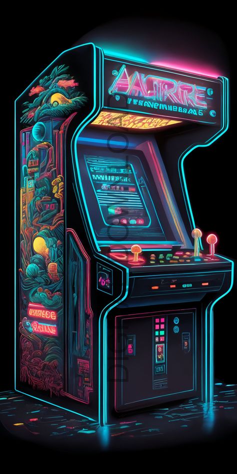 Arcade Arcade Machine Aesthetic, Polybius Arcade, Arcade Wallpaper, Arcade Artwork, Arcade Design, Video Game Arcade, Arcade Aesthetic, Arcade Art, Arcade Console