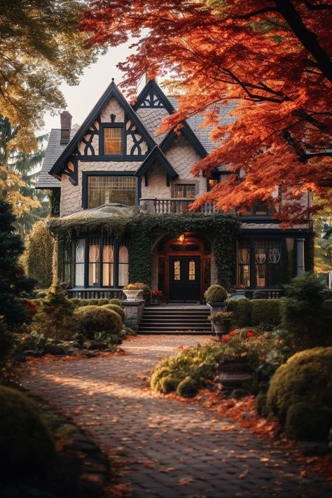 Felicia Aesthetic, Cozy House Aesthetic Exterior, Christmas House Aesthetic, Home Ideas Decoration, Decoration Home Ideas, Home Idea, Beautiful Home Gardens, Spooky House, Decorating Home