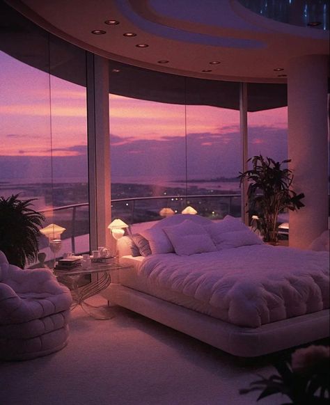 Japan Luxury Apartment, Rich Bedroom, Penthouse Aesthetic, 80s Luxury, 80s Interior Design, 80s House, Nyc Penthouse, Studio Bed, 80s Interior