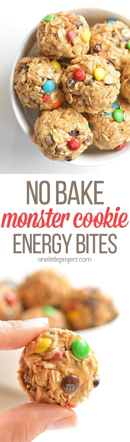 These no bake monster cookie energy balls are so easy to make and they taste DELICIOUS! They're a perfect afternoon snack and they actually fill you up! Monster Cookie Energy Balls, Weight Watcher Desserts, Healthy Afternoon Snacks, Cookies Healthy, Breakfast Cookies Healthy, Monster Cookie, Low Carb Dessert, Afternoon Snack, Energy Balls