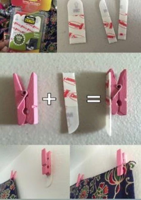 Good idea to hang things Dorm Hacks, Dorm Room Hacks, Apartment Hacks, Room Hacks, Dorm Living, Apartment Organization, Dorm Life, Decor Studio, How To Hang