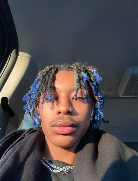 Blue Dreadlocks Men, Red Dyed Locs Men, Dreads Colors Men, Dye Dreads Men, Dread Colors Men, Dyed Braids Men, Blue Dreads Men, Blue Locs Men, Dreads Dyed Men